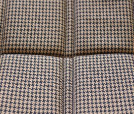 New Seat Skins/Covers/Trims made with FORD XC Houndstooth Seat cloth fabric "ginger" Falcon 500 HARDTOP V8 Fairmont GS Rally Pack Coupe material, and Novatex Vinyl "Ocher". Also available in other cloth colours like "Dusk", "Doeskin" cloth and vinyl colours like black, cream, camel etc. Can also make Cobra style seats with blue and black cloth fabric as per factory original.